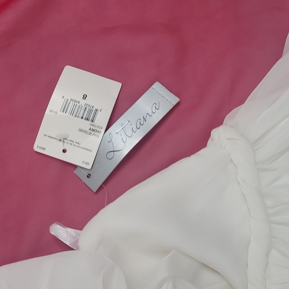 LILIANA ivory one shoulder wedding formal party gown sz 8 - Picture 8 of 14